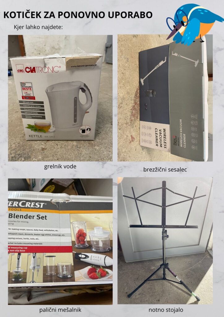 predmeti, ki jih najdete v kotičku za ponovno uporabo